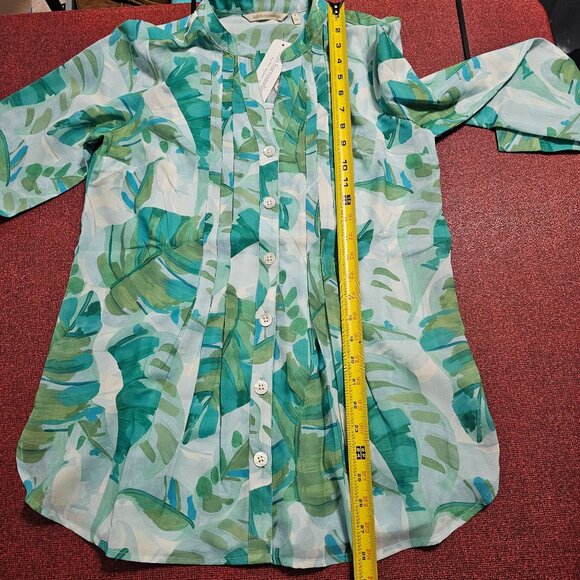 Soft Surroundings Tropical Print Button Up Blouse and Cami Set S Resort Vacation - Picture 13 of 14